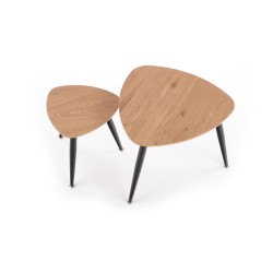 'NICEA 2, Set of 2 Golden Oak/Black Benches' 'NICEA 2, Set of 2 Golden Oak/Black Benches'