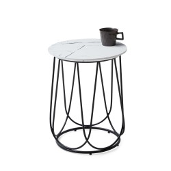 'NUBIRA S Bench Frame - Black, Top - White Marble'