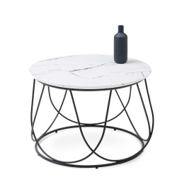 'NUBIRA Coffee Table Frame - Black, Top - White Marble'