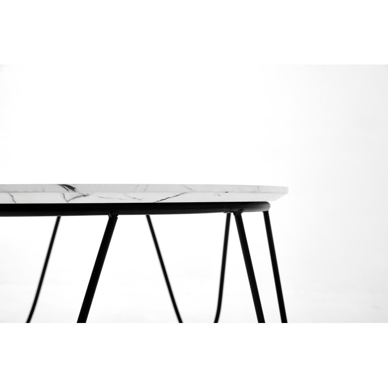 'NUBIRA Coffee Table Frame - Black, Top - White Marble' 'NUBIRA Coffee Table Frame - Black, Top - White Marble'