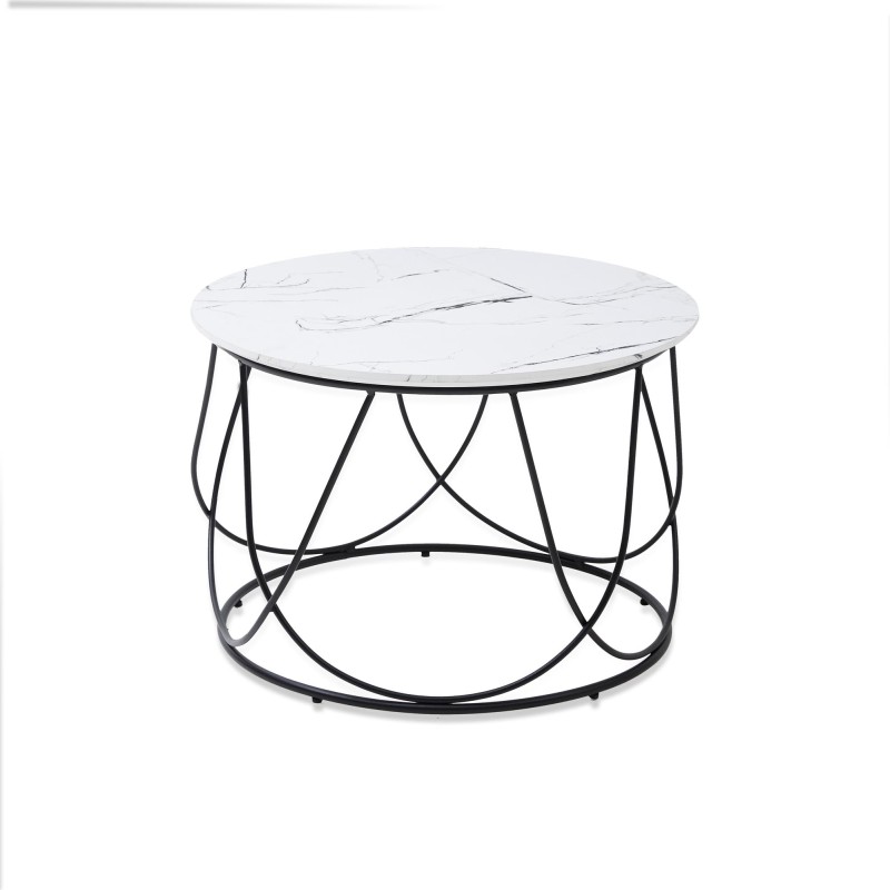 'NUBIRA Coffee Table Frame - Black, Top - White Marble' 'NUBIRA Coffee Table Frame - Black, Top - White Marble'