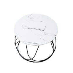 'NUBIRA Coffee Table Frame - Black, Top - White Marble' 'NUBIRA Coffee Table Frame - Black, Top - White Marble'