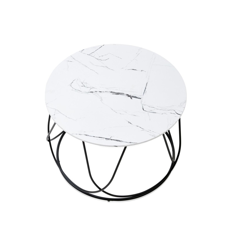 'NUBIRA Coffee Table Frame - Black, Top - White Marble' 'NUBIRA Coffee Table Frame - Black, Top - White Marble'