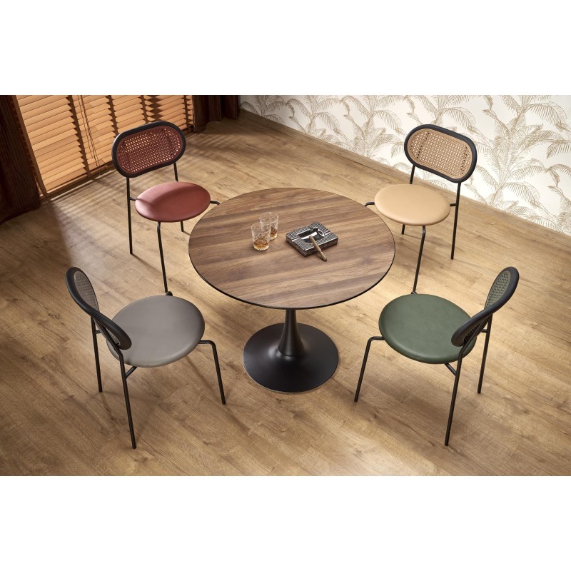 'OLMO Round Table, Walnut / Black' 'OLMO Round Table, Walnut / Black'