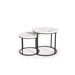 'OREO Set of Two Benches White Marble / Black' 'OREO Set of Two Benches White Marble / Black'