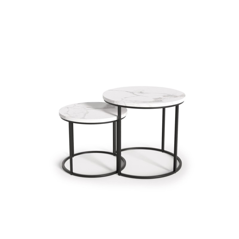 'OREO Set of Two Benches White Marble / Black' 'OREO Set of Two Benches White Marble / Black'
