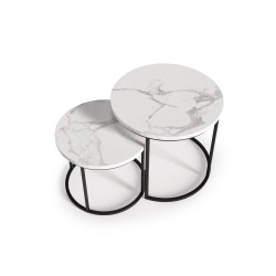 'OREO Set of Two Benches White Marble / Black' 'OREO Set of Two Benches White Marble / Black'