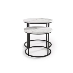 'OREO Set of Two Benches White Marble / Black' 'OREO Set of Two Benches White Marble / Black'