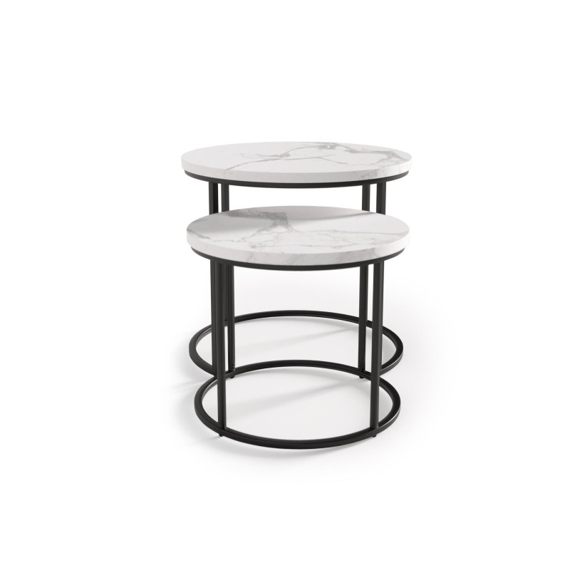 'OREO Set of Two Benches White Marble / Black' 'OREO Set of Two Benches White Marble / Black'