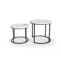 'OREO Set of Two Benches White Marble / Black' 'OREO Set of Two Benches White Marble / Black'