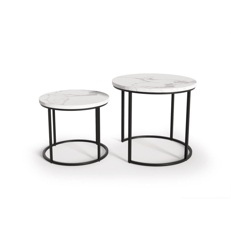 'OREO Set of Two Benches White Marble / Black' 'OREO Set of Two Benches White Marble / Black'