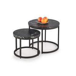 'OREO Set of Two Benches Black Marble / Black'