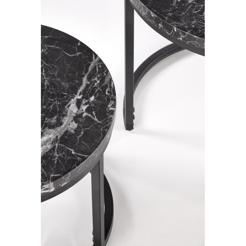 'OREO Set of Two Benches Black Marble / Black' 'OREO Set of Two Benches Black Marble / Black'