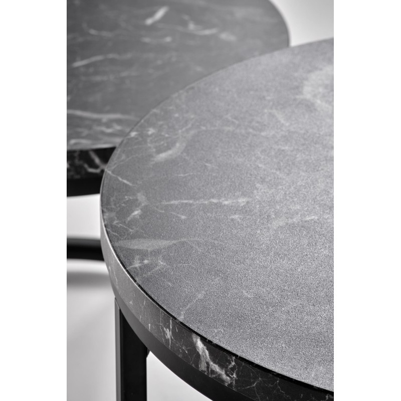 'OREO Set of Two Benches Black Marble / Black' 'OREO Set of Two Benches Black Marble / Black'