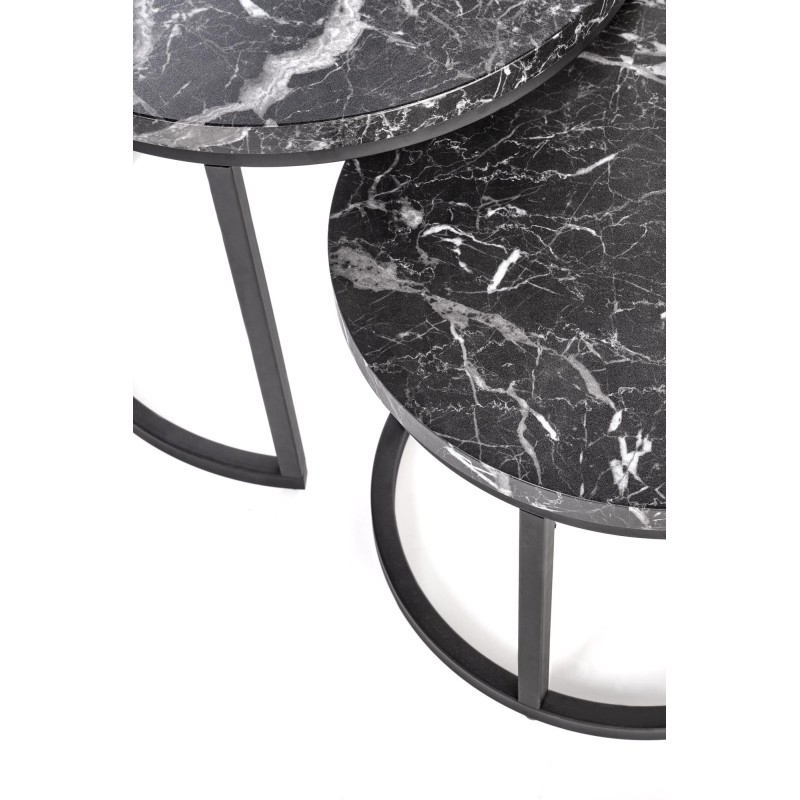 'OREO Set of Two Benches Black Marble / Black' 'OREO Set of Two Benches Black Marble / Black'
