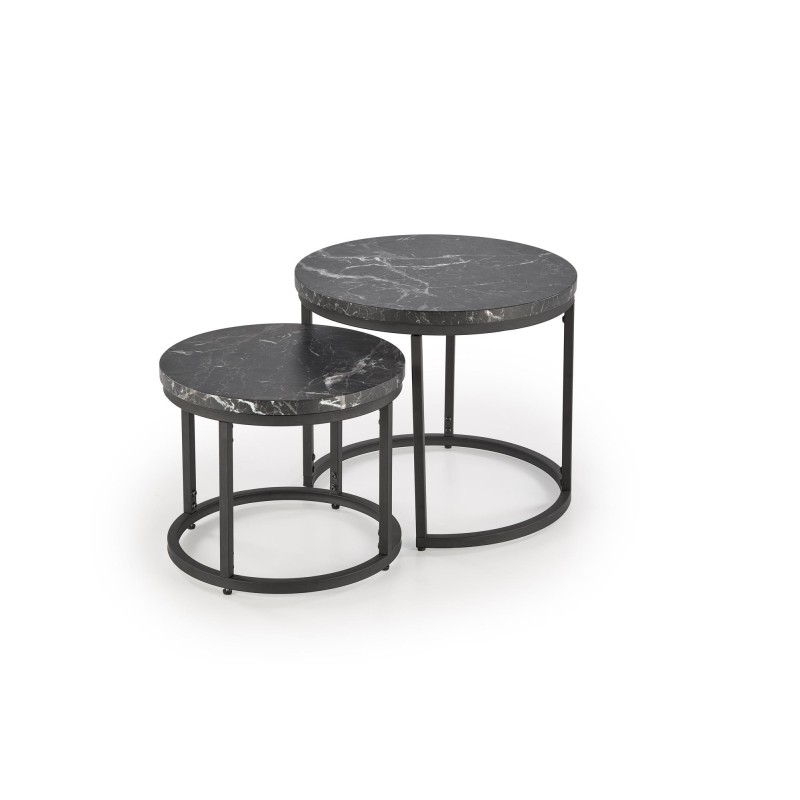 'OREO Set of Two Benches Black Marble / Black' 'OREO Set of Two Benches Black Marble / Black'