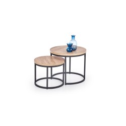 'OREO Set of Two Benches in San Remo Oak / Black'