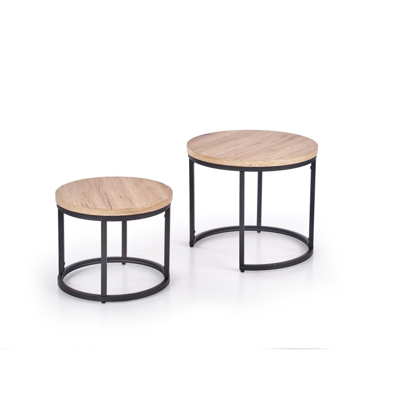 'OREO Set of Two Benches in San Remo Oak / Black' 'OREO Set of Two Benches in San Remo Oak / Black'