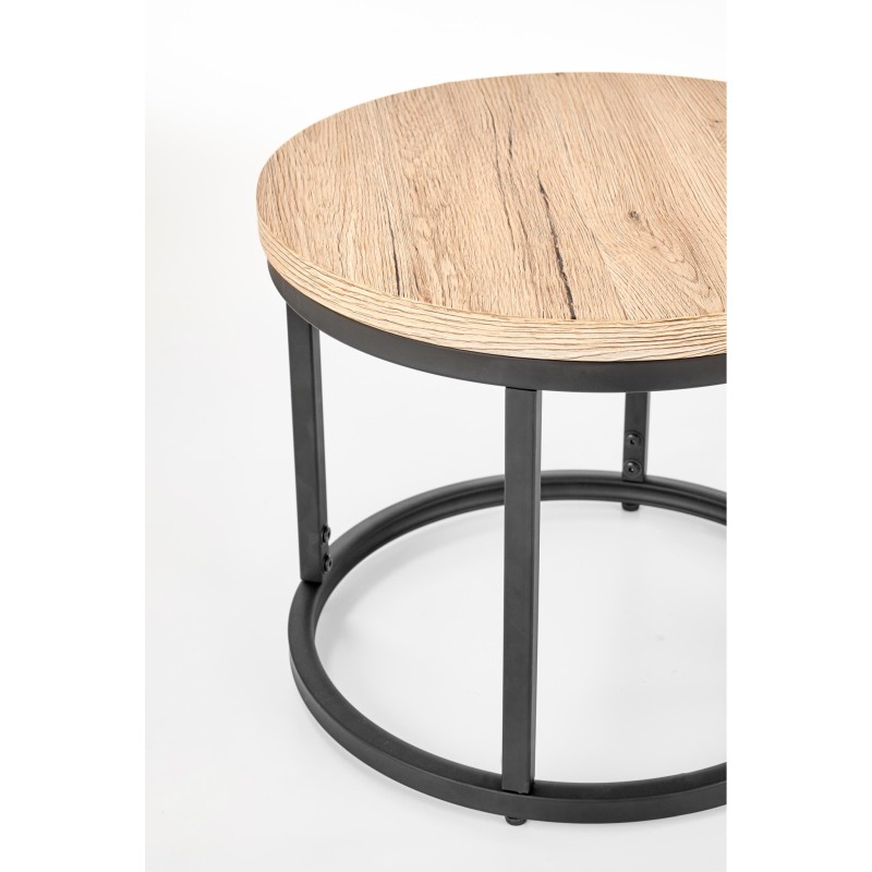 'OREO Set of Two Benches in San Remo Oak / Black' 'OREO Set of Two Benches in San Remo Oak / Black'