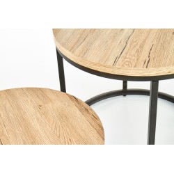 'OREO Set of Two Benches in San Remo Oak / Black' 'OREO Set of Two Benches in San Remo Oak / Black'