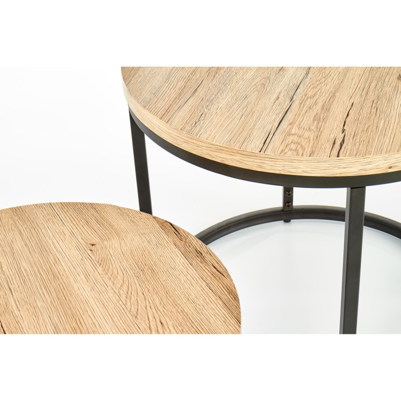 'OREO Set of Two Benches in San Remo Oak / Black' 'OREO Set of Two Benches in San Remo Oak / Black'