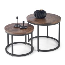 'OREO Set of Two Benches Walnut / Black'