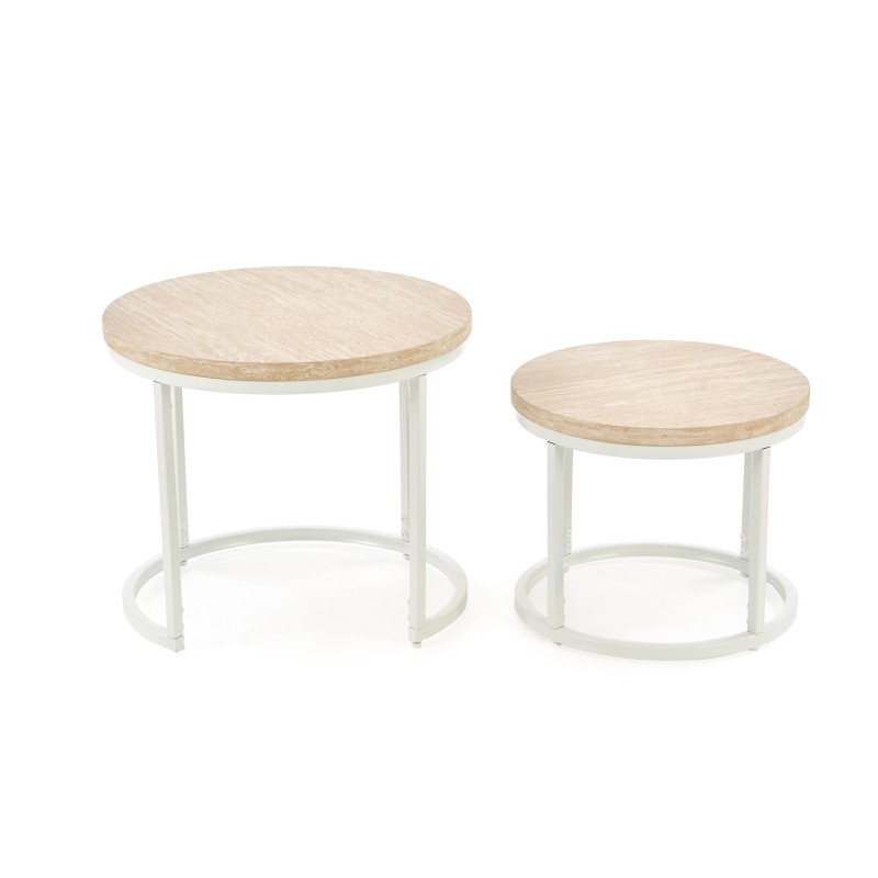 'OREO Set of Two Benches, Travertine / White' 'OREO Set of Two Benches, Travertine / White'
