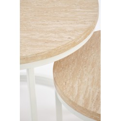 'OREO Set of Two Benches, Travertine / White' 'OREO Set of Two Benches, Travertine / White'