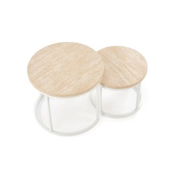 'OREO Set of Two Benches, Travertine / White' 'OREO Set of Two Benches, Travertine / White'