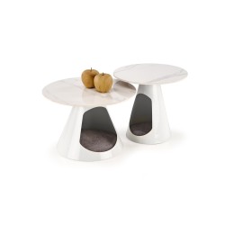 'OSARIO Set of 2 White Marble / White Benches'