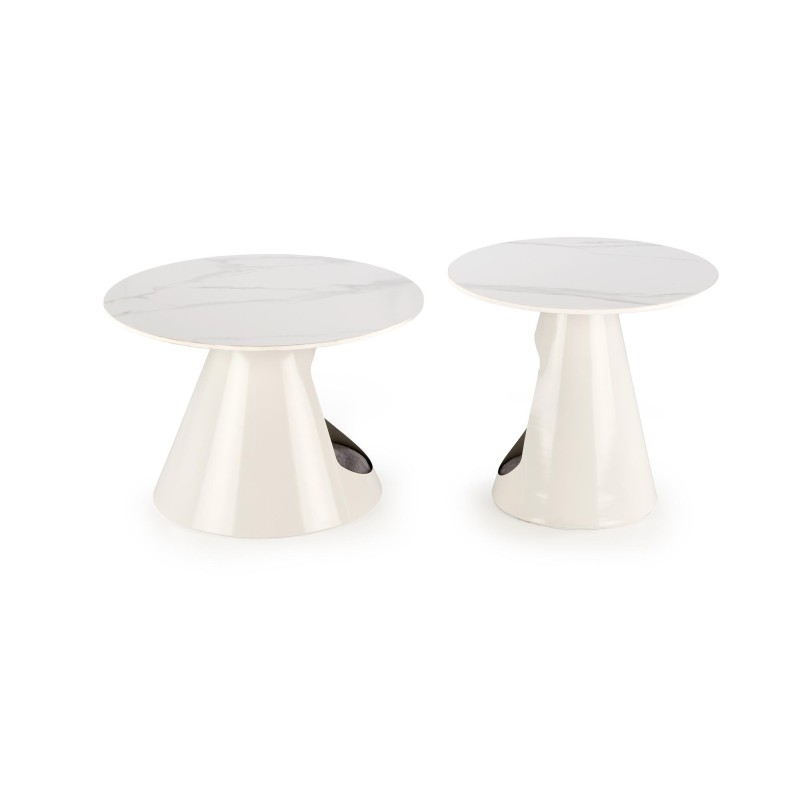 'OSARIO Set of 2 White Marble / White Benches' 'OSARIO Set of 2 White Marble / White Benches'