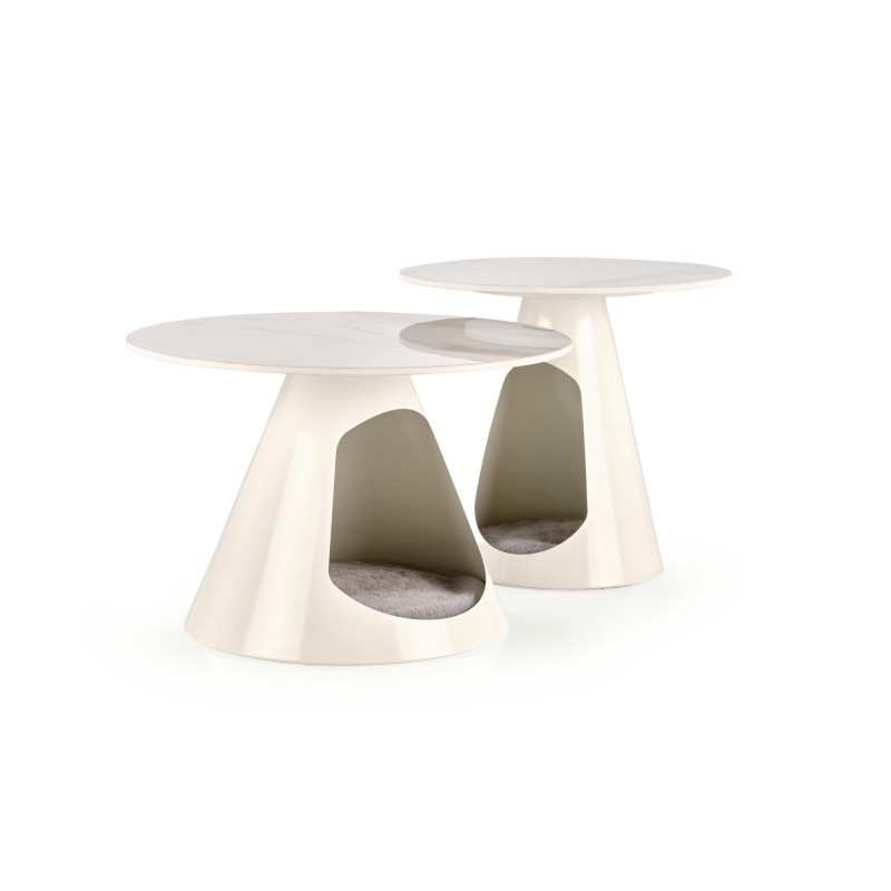 'OSARIO Set of 2 White Marble / White Benches' 'OSARIO Set of 2 White Marble / White Benches'