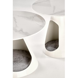 'OSARIO Set of 2 White Marble / White Benches' 'OSARIO Set of 2 White Marble / White Benches'