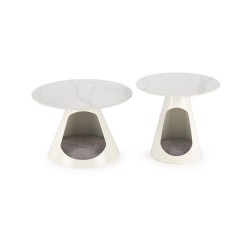 'OSARIO Set of 2 White Marble / White Benches' 'OSARIO Set of 2 White Marble / White Benches'