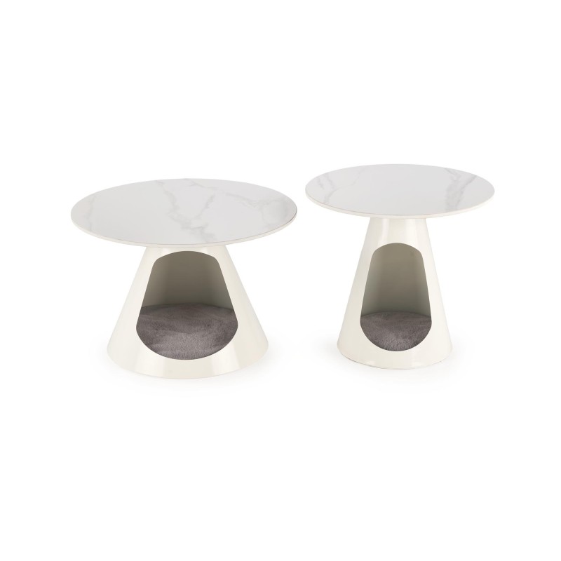 'OSARIO Set of 2 White Marble / White Benches' 'OSARIO Set of 2 White Marble / White Benches'