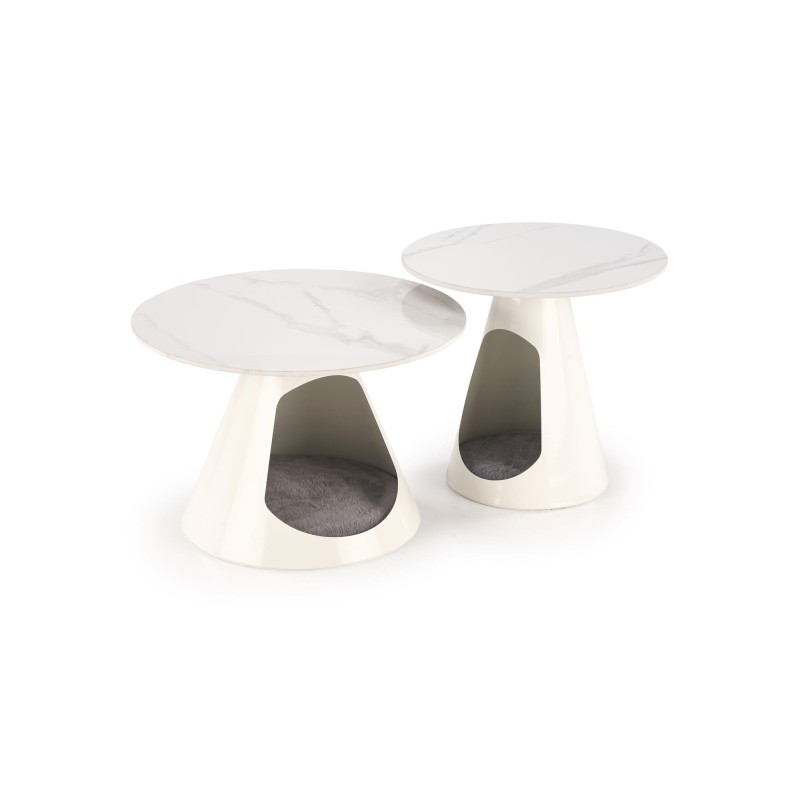 'OSARIO Set of 2 White Marble / White Benches' 'OSARIO Set of 2 White Marble / White Benches'