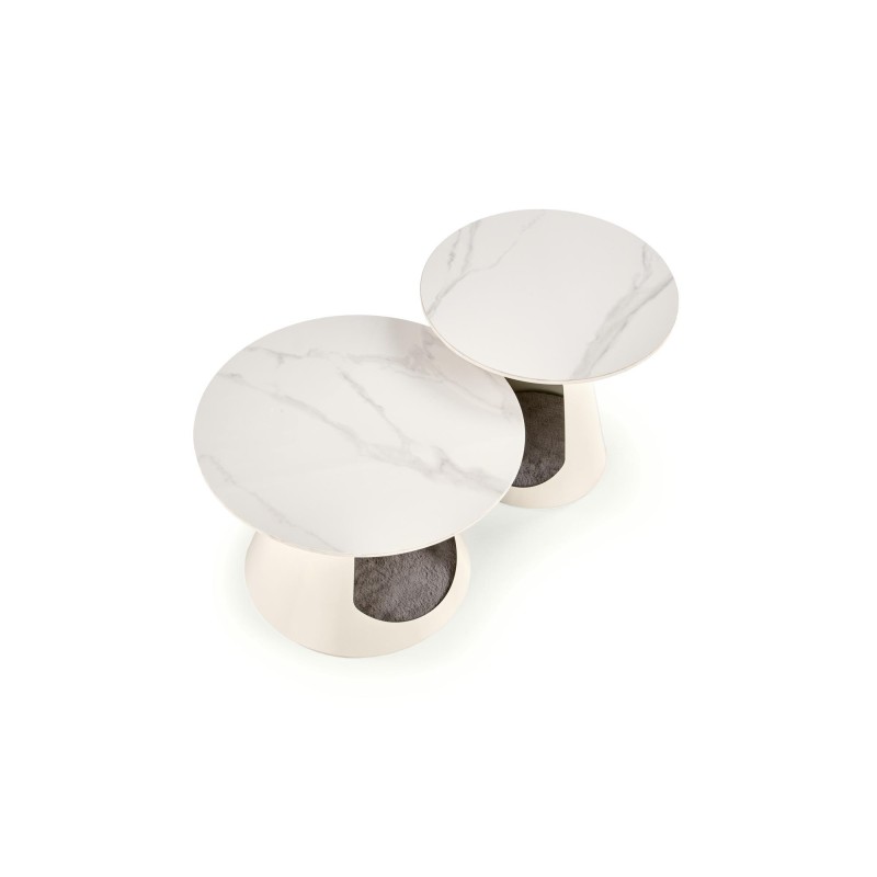'OSARIO Set of 2 White Marble / White Benches' 'OSARIO Set of 2 White Marble / White Benches'