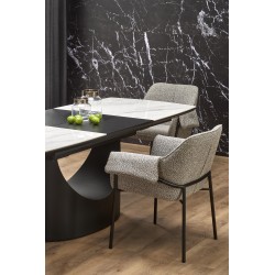 'OSMAN Extendable Table, White Marble / Black' 'OSMAN Extendable Table, White Marble / Black'