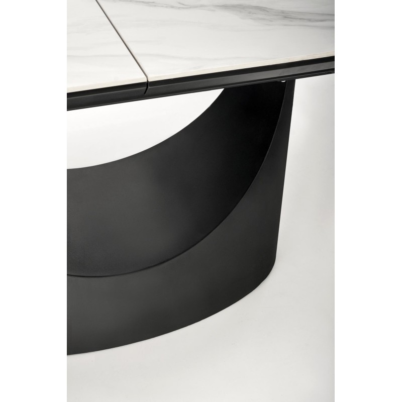 'OSMAN Extendable Table, White Marble / Black' 'OSMAN Extendable Table, White Marble / Black'