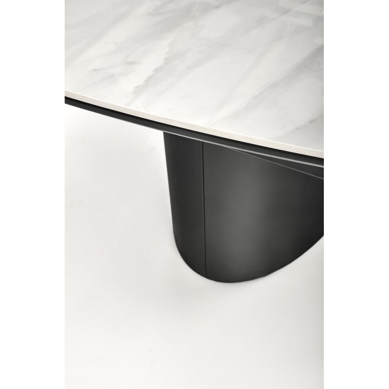 'OSMAN Extendable Table, White Marble / Black' 'OSMAN Extendable Table, White Marble / Black'