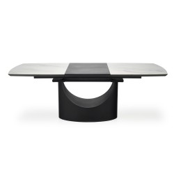 'OSMAN Extendable Table, White Marble / Black' 'OSMAN Extendable Table, White Marble / Black'