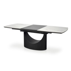 'OSMAN Extendable Table, White Marble / Black' 'OSMAN Extendable Table, White Marble / Black'