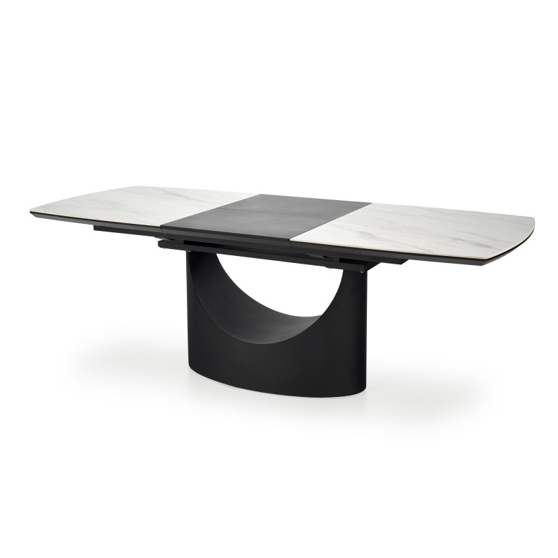 'OSMAN Extendable Table, White Marble / Black' 'OSMAN Extendable Table, White Marble / Black'