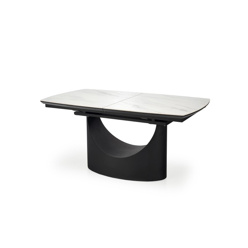 'OSMAN Extendable Table, White Marble / Black' 'OSMAN Extendable Table, White Marble / Black'