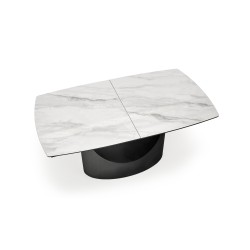 'OSMAN Extendable Table, White Marble / Black' 'OSMAN Extendable Table, White Marble / Black'
