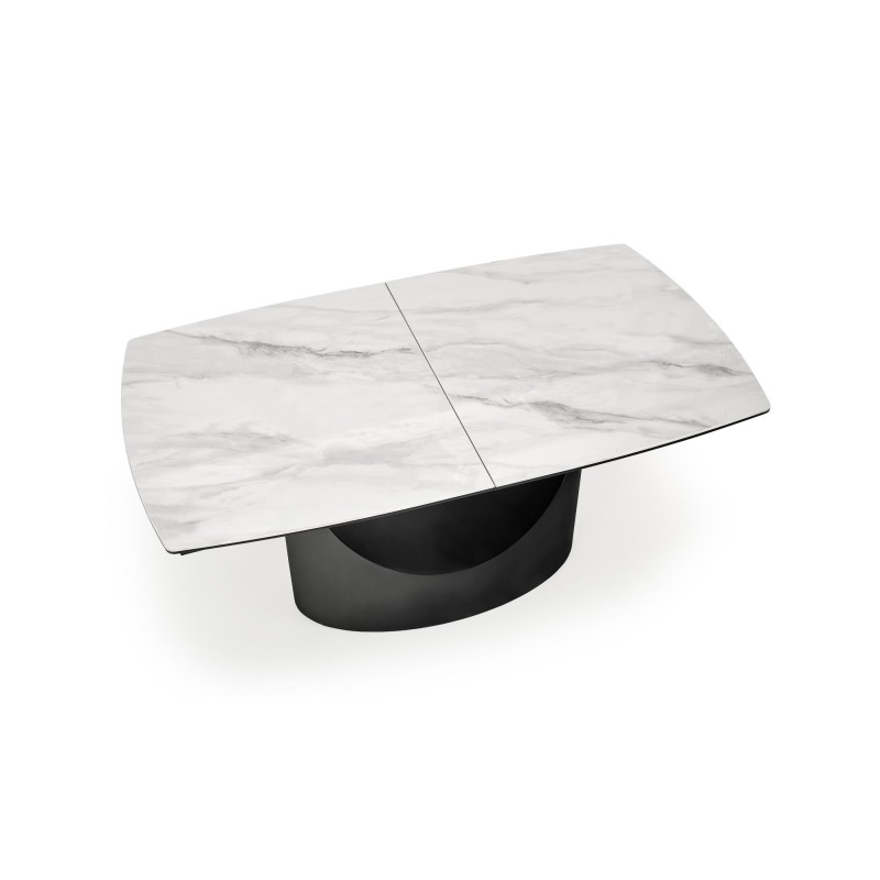 'OSMAN Extendable Table, White Marble / Black' 'OSMAN Extendable Table, White Marble / Black'