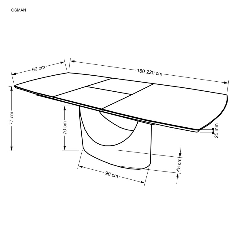 'OSMAN Extendable Table, White Marble / Black' 'OSMAN Extendable Table, White Marble / Black'