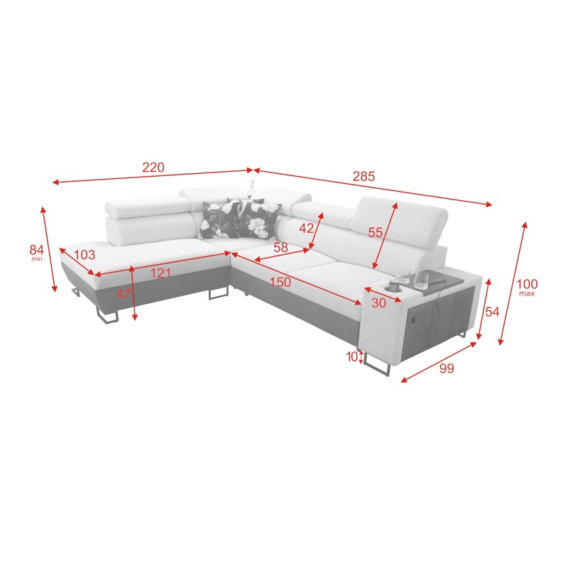 Prestige VII corner sofa with soft-to-the-touch Freya 210.04 + Tauro 8203 - elegance and functionality in one Prestige VII corner sofa with soft-to-the-touch Freya 210.04 + Tauro 8203 - elegance and functionality in one