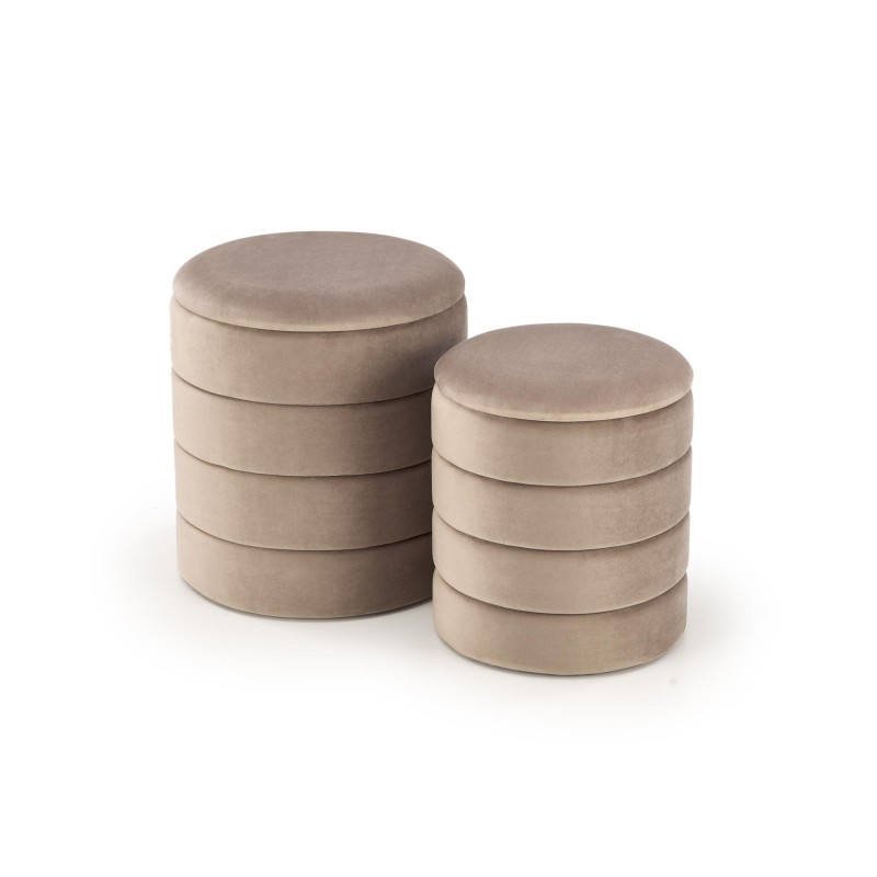 'PACHO Set of 2 Poufs, Beige' 'PACHO Set of 2 Poufs, Beige'