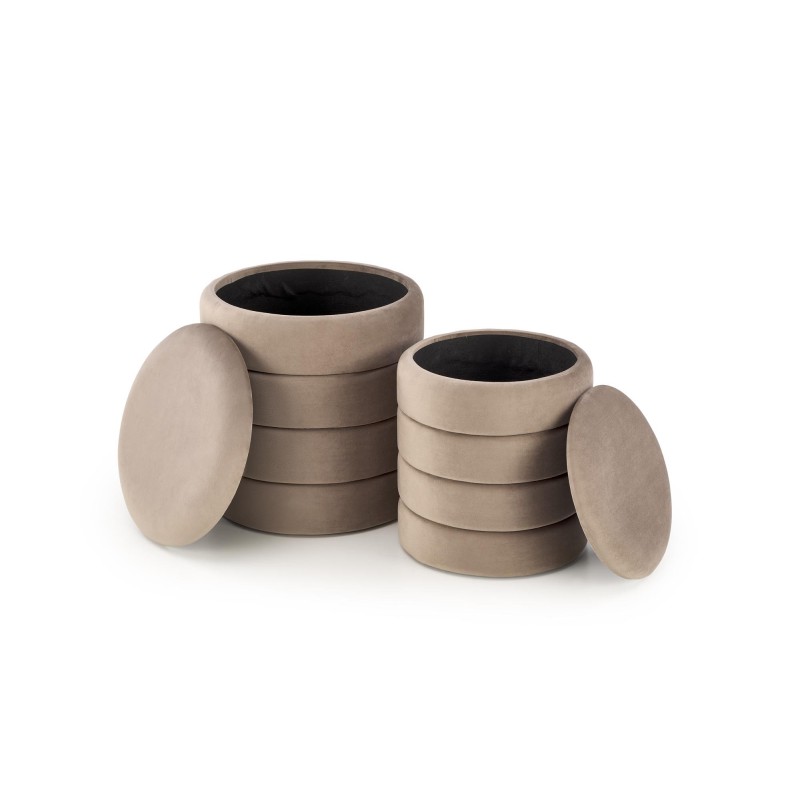 'PACHO Set of 2 Poufs, Beige' 'PACHO Set of 2 Poufs, Beige'